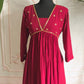A line kurti with hand work (Christmas special)- Dark maroon