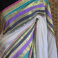 Mul cotton saree with multicolor border (fall and pico done)NO Blouse piece