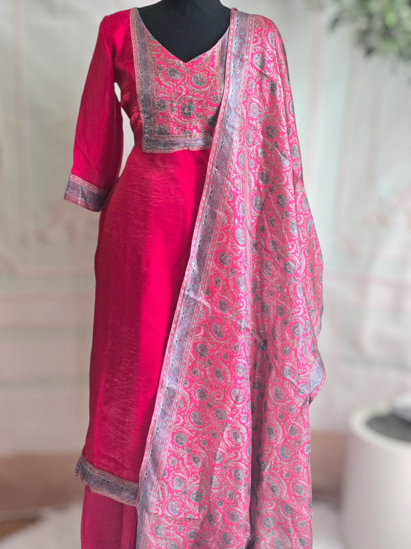 Satin organza 3 pc salwar suit set