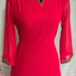 Semi silk A line kurti with Neck pattern