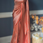 Semi modal silk saree with stitched blouse ( burnt orange)