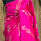 Pure raw silk saree with golen zari weave-stitched blouse
