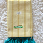 Tissue set saree with gold stripes- blue tassles