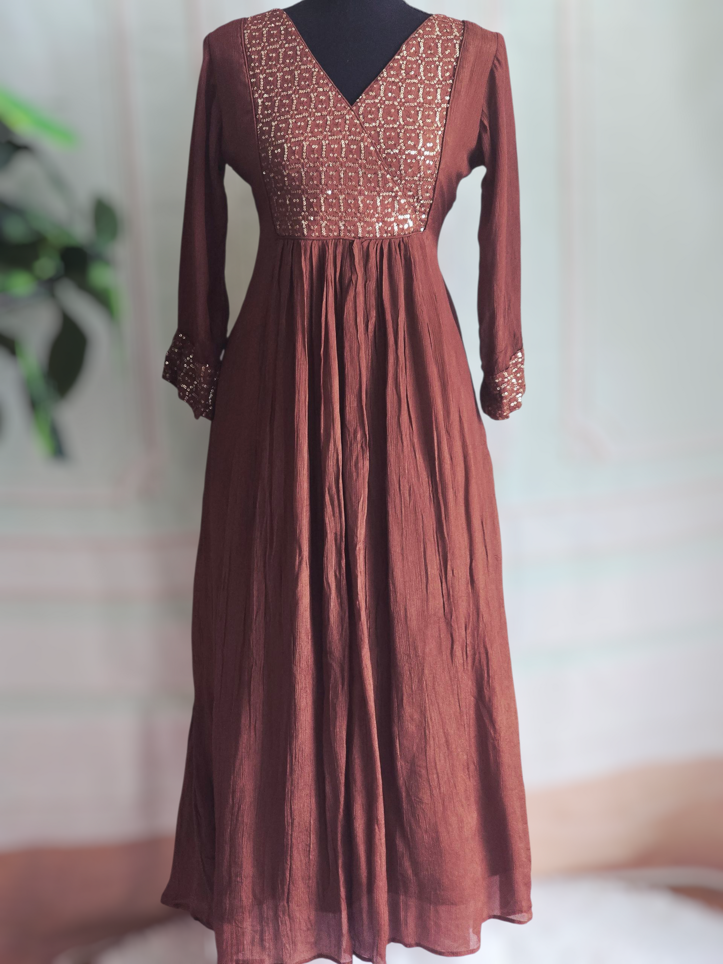 Pure Crape georgette A line kurti with yoke design