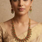 Long coral and jade haaram with earrings
