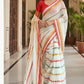 Mul cotton saree( milky white)with fall and pico- No BP
