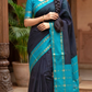 Sungudi cotton saree ( black/blue) with stitched blouse
