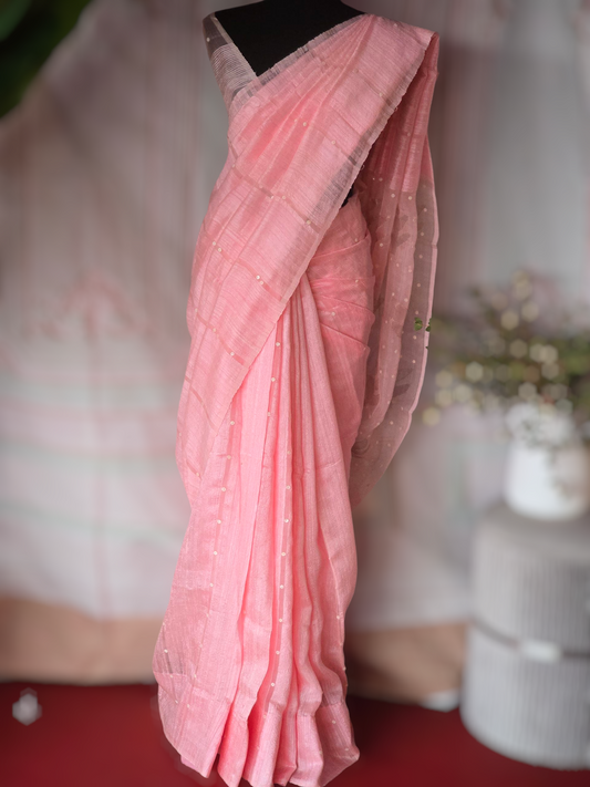 Pure linen by linen saree with blouse pc