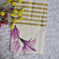 Cotton onam saree with purple printed design