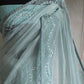 Soft organza (powder blue) saree with beads/stone work
