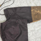 Burnt orange/brown pure kancheepuram silk mark saree with stitched blouse/fall/pico