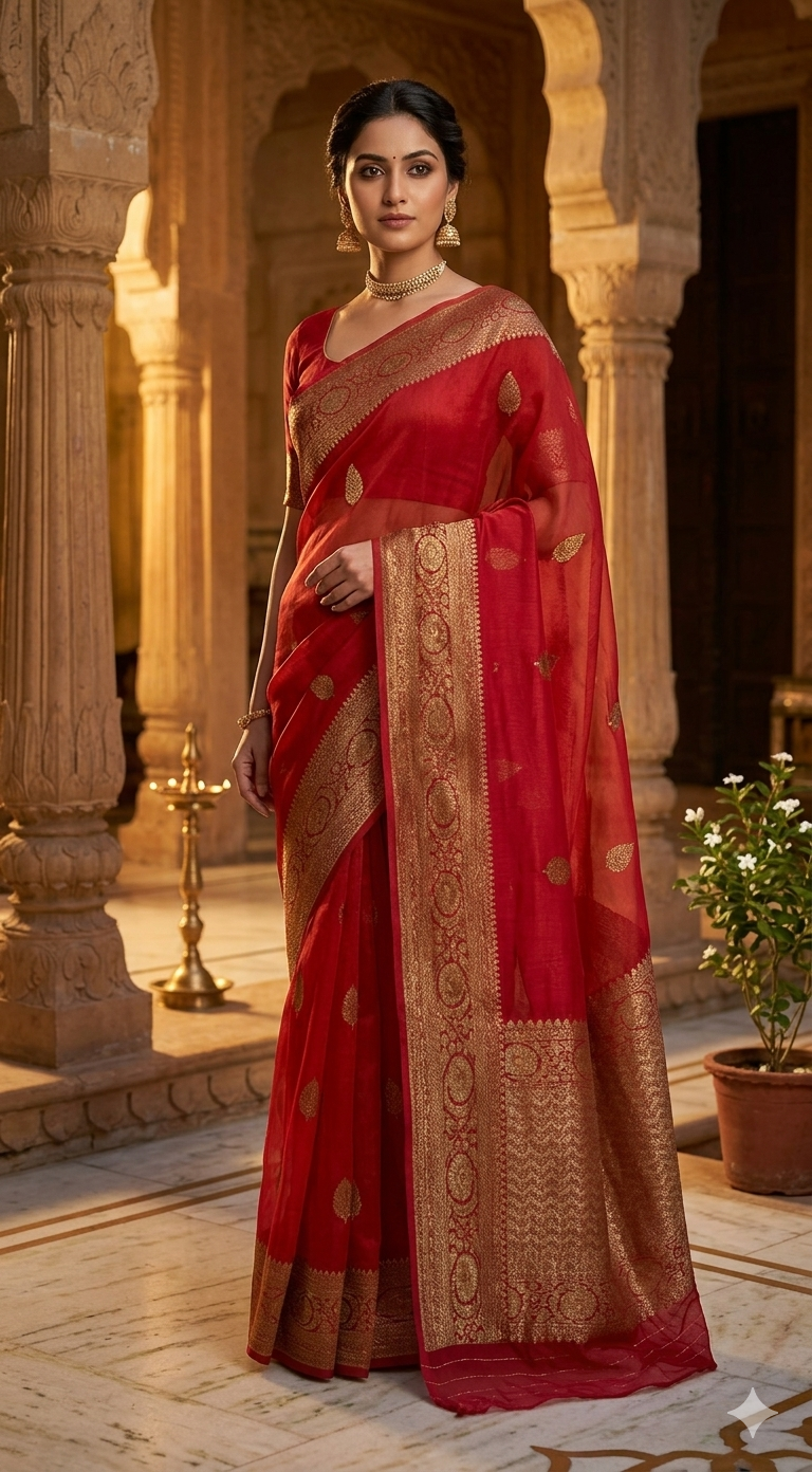 Kora banarasi silk saree with stitched  blouse
