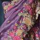 Crushed organza saree with thread work-stitched blouse