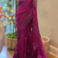 Pure muslin silk saree with sequins-stitched blouse