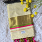 Onam saree with pink/green combo