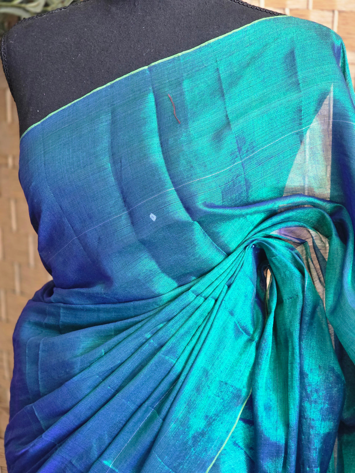 Semi tissue( peacock blue/green) saree - No BP