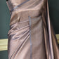 Satin brocade silk saree with stitched blouse