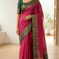 Semi jute silk saree with contrast pallu and stitched blouse