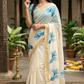Cotton onam saree with blue printed design