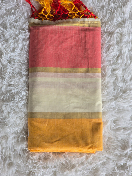 Onam cotton saree with multi color