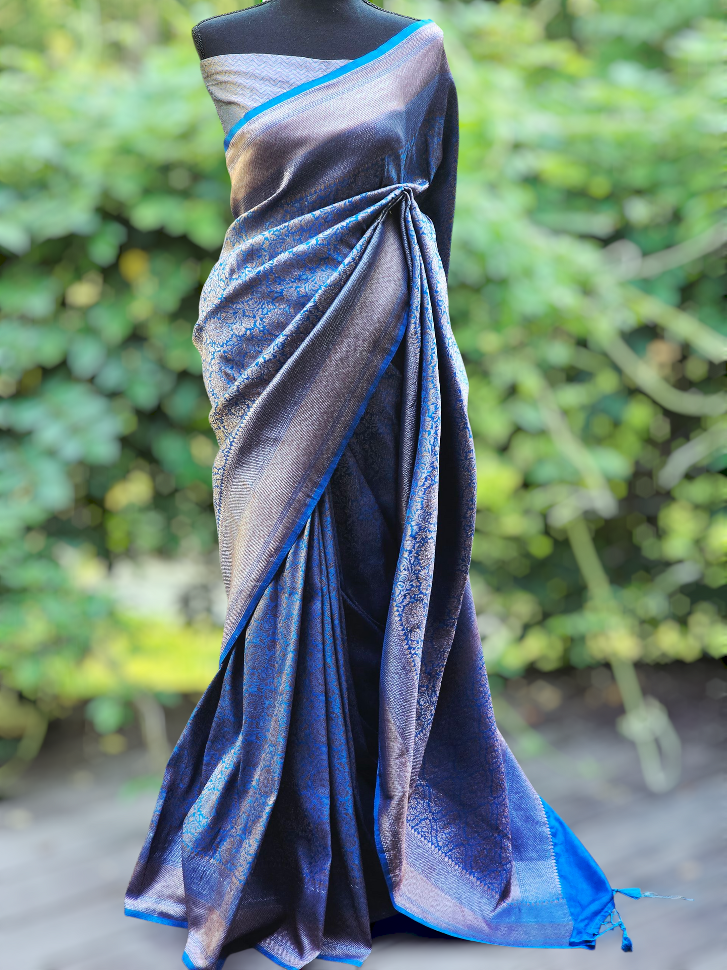 Semi katan silk saree with stitched blouse