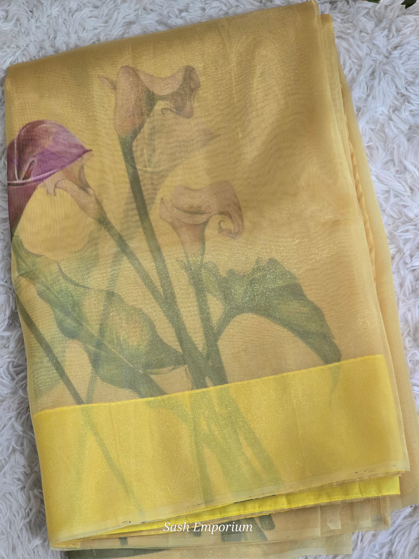 Semi organza saree with floral design