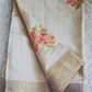 Semi tissue silk saree qith floral design- stitched blouse size 32-38
