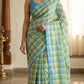 Mul cotton saree with check design- fall and pico ready- No BP