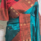 Soft silk kancheepuram(Blue/maroon)saree with stitched blouse/falln pico