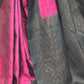 Kancheepuram soft silk with bluish grey and blue combo- Stitched blouse