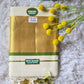 Cotton onam saree with gold and green combo