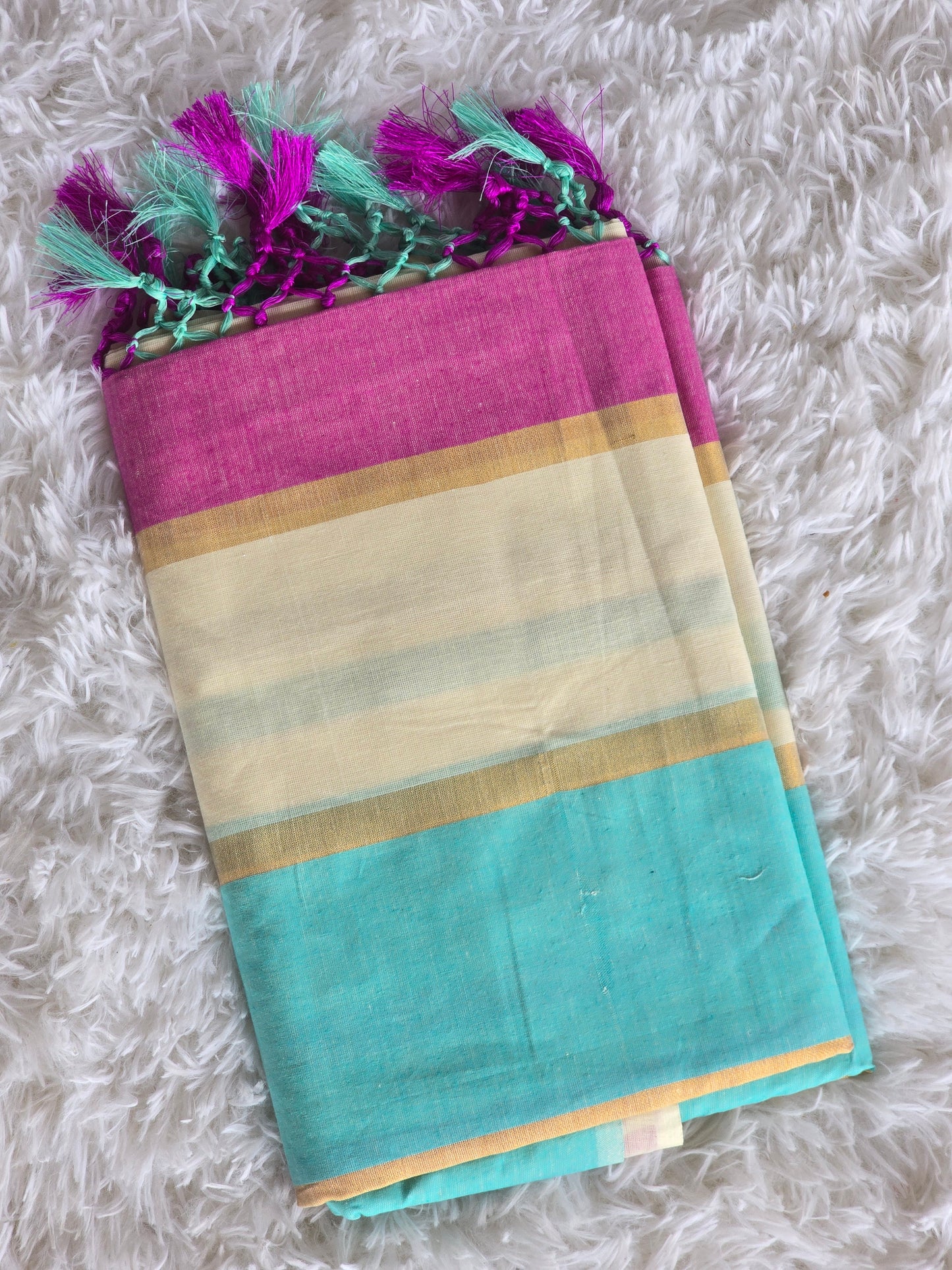 Onam cotton saree with multi color