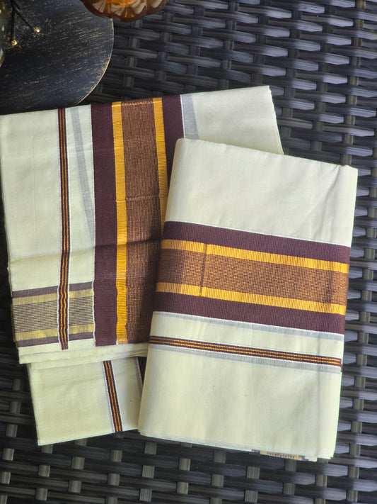 Onam set mund- brown