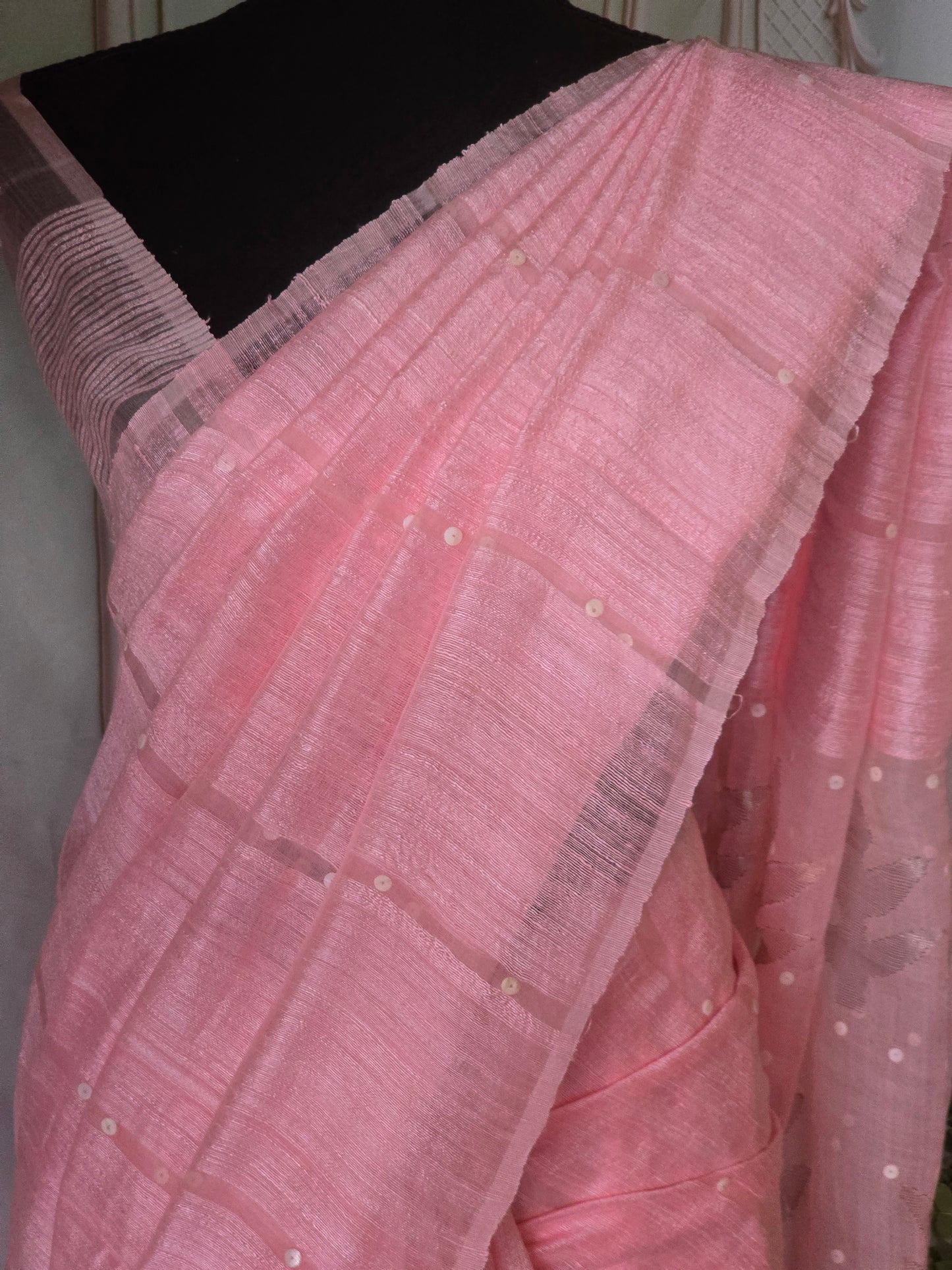 Pure linen by linen saree with blouse pc