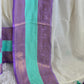 Mul cotton saree with sea green /lavdner border (fall and pico done)NO Blouse piece
