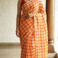 Mul cotton saree with check design- fall and pico ready- No BP