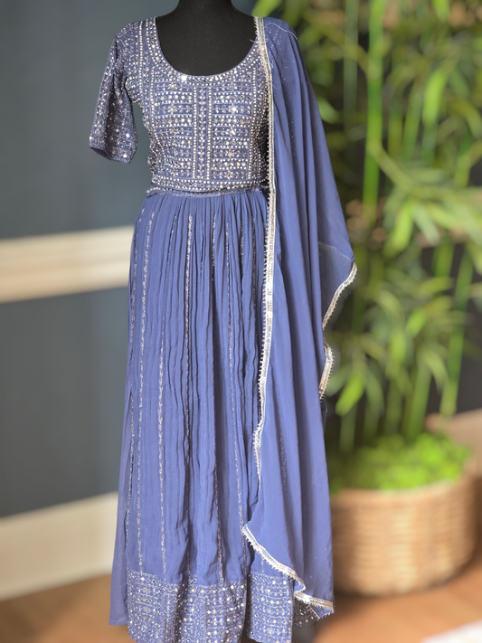 Cobalt blue shade 3pc party wear