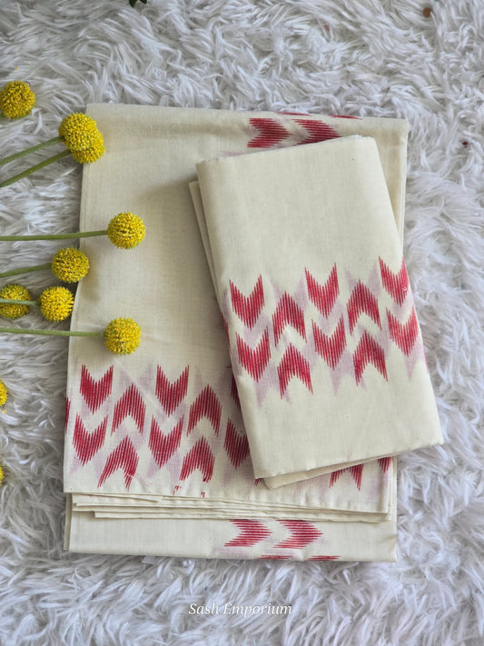 Cotton set mund with red ikkat design