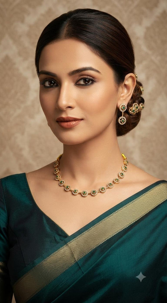AD green round ring necklace
