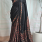 Modal silk saree with ajrakh print ( pleats and pallu)- Stitched blouse