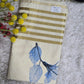 Cotton onam saree with blue printed design