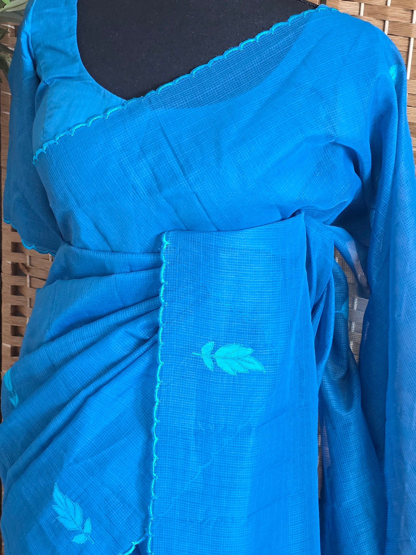 Kota cotton saree with applique design- stitched blouse