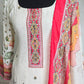 Crape 3 pc salwar suit set embellished with lotus print and mirror work