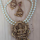 Off white pearl haaram goddess pendent with earrings