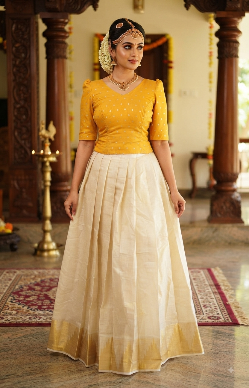 Onam skirt and top (size in the description )