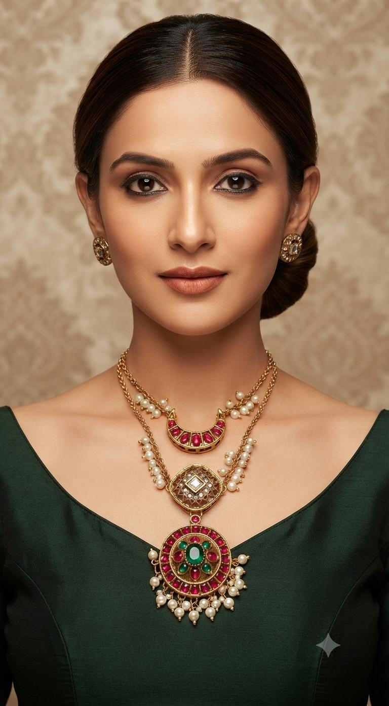 Triple layer chain with earings