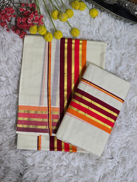 Mul cotton saree with light green pink zari border