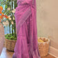 Pure muslin silk saree (Light lilac) with sequins- stitched blouse