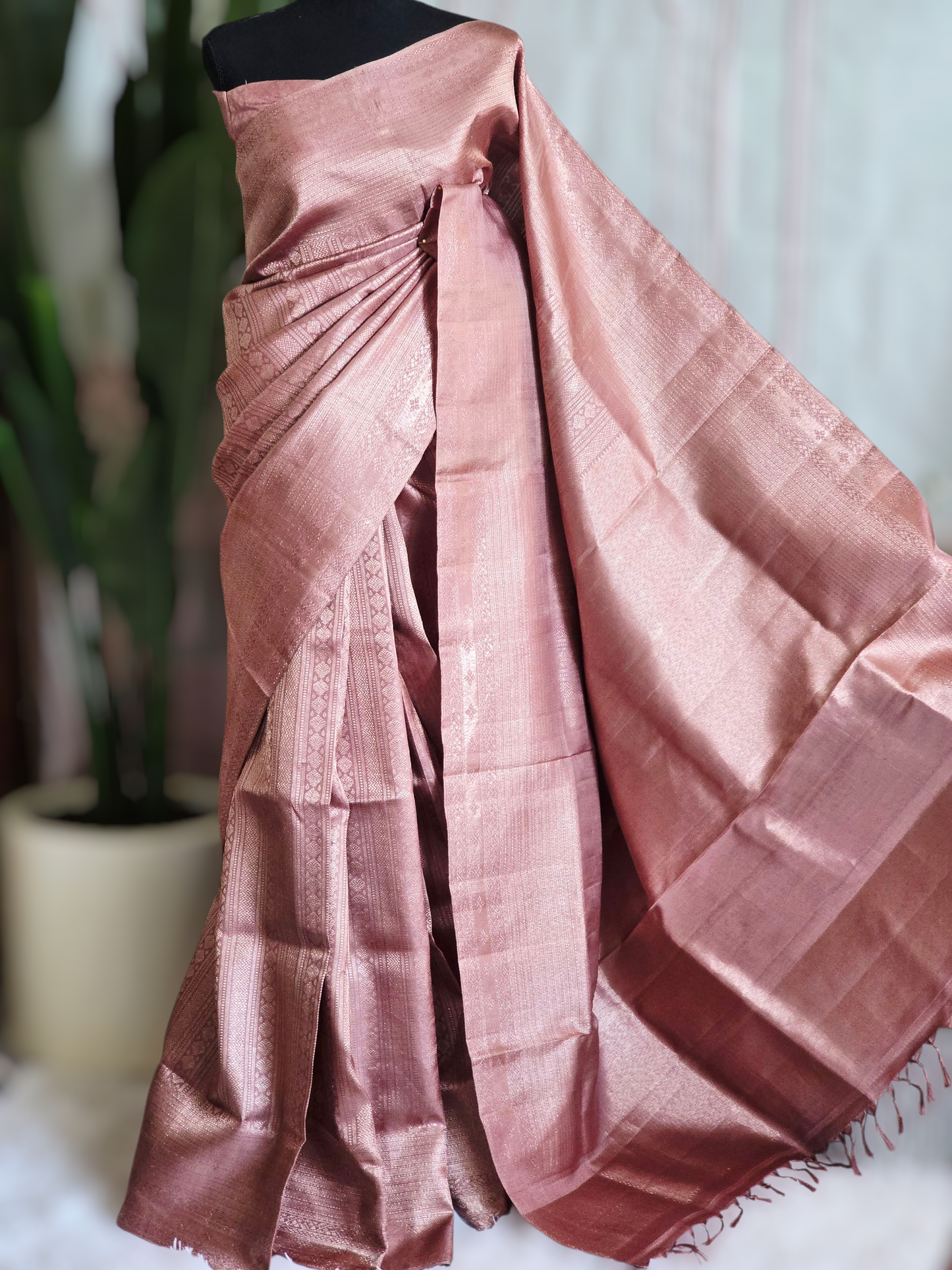 Brocade kancheepuram silk saree with (unstitched) blouse pc