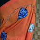 Orange Mul cotton saree with multi color patch design - No BP ( saree fall and pico done)